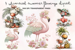 Whimsical Summer Flamingo Clipart PNG Product Image 1
