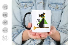 Black Cat on Witch's Broom SVG and Clipart for Halloween Product Image 6