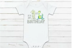 1st. Birthday dinosaur PNG. First Birthday Dino watercolour. Product Image 7