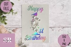 3D 1st Birthday card | Paper cutting | birthday card SVG Product Image 1