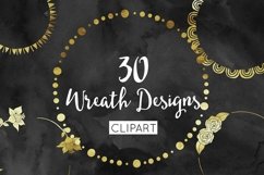 Gold Foil Wreath Clipart Set Product Image 1
