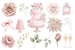 Watercolor Wedding Cake Clipart Product Image 1