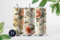 Beige floral Seamless Digital Paper, floral digital paper Product Image 2
