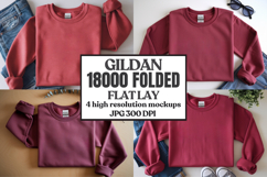 Gildan 18000 Sand Folded Flat Lay Mockups Product Image 1