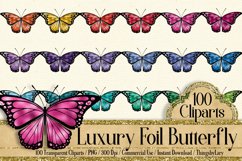 100 Luxury Butterfly Clip Arts, Glitter Foil Graphic Kit Product Image 1