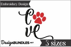 Love Paw Print Embroidery Design Product Image 1