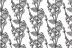 Line art botanical floral seamless pattern with wildflowers Product Image 1