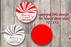 Christmas round sign SVG Have a sweet Christmas Candy cane Product Image 2