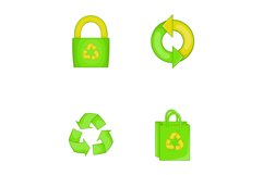 Recycle material icon set, cartoon style Product Image 1