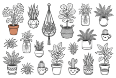 Hand Drawn Houseplants Clipart Product Image 1