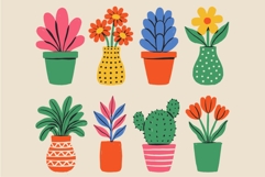 Retro Potted Plants Clipart Product Image 1