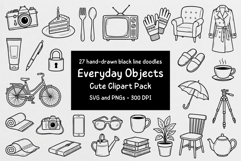Hand Drawn Everyday Objects Clipart Product Image 1