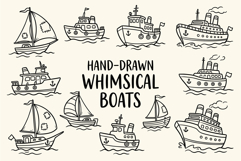 Hand Drawn Whimsical Boats Clipart Product Image 1
