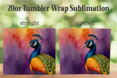 Peacock 20oz Tumbler Wrap PNG, Watercolor Peacock Tumbler Product Image 4