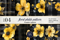 Floral Plaid Texture Digital Paper | Flowers cheque Product Image 1