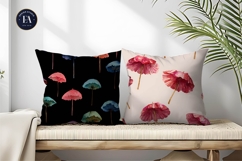 Umbrellas Shaped Like Mushrooms Watercolor Digital Paper Product Image 2