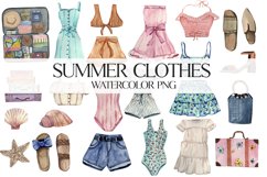 Watercolor summer clothes clipart PNG Product Image 1