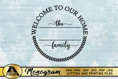Family Monogram SVG Welcome Home SVG Farmhouse Wreath SVG Product Image 3