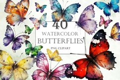 Watercolor butterfly clipart, Painted butterflies clipart Product Image 1