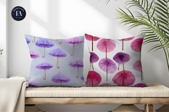 Umbrellas Shaped Like Mushrooms Watercolor Digital Paper Product Image 2