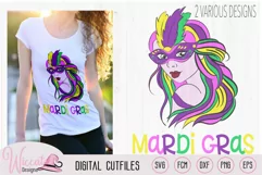 Mardi gras Girl with mask svg, carnival masker, Scanncut fcm Product Image 1