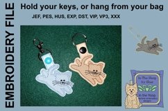 ITH Kitten Vinyl Key Fob or Bag Tag - Snap Tab Machine Embro Product Image 1