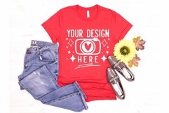 Bella Canvas 3001 Heather Red Mockup, Unisex Tshirt Mockup Product Image 1