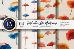 Hand-Painted Mushroom Umbrella Seamles Pattern Digital Paper Product Image 1