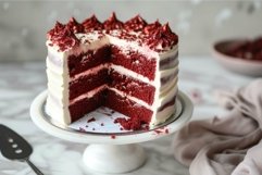 Decadent red velvet cake on elegant display Product Image 1