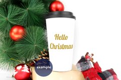 Christmas travel mug PSD mockup, Full wrap travel mug mockup Product Image 2