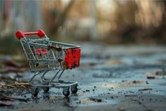 Miniature shopping cart rusting away in a parking lot symbol Product Image 1