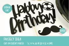 Happy Birthday Cake Topper SVG with Football Product Image 4