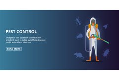Pest control banner horizontal, cartoon style Product Image 1