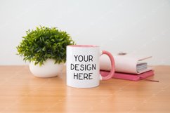 Mug Mockup 11 Oz White Coffee Pink Handle Small Plant Product Image 1