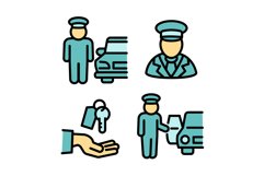 Valet icons set, outline style Product Image 1