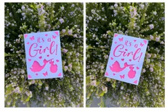 Its a Girl Baby Shower Insert Card, SVG template, Paper cut Product Image 2