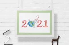 Covid christmas clipart. Virus and numbers 2021 Product Image 3
