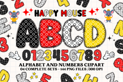 Happy Mouse Alphabet Clipart, happy mouse letters doodle Product Image 1