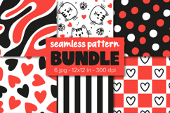 Black and Red Digital Papers Cat Background Dots Hearts Product Image 1