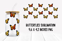 Butterflies Libbey Glass Sublimation Summer PNG Design Product Image 1