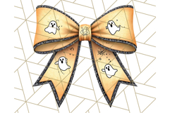 Muted Halloween Bow Clipart, Fall Ribbon PNG Autumn Hair Bow Product Image 5
