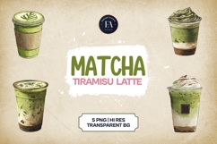 Tiramisu Matcha Latte Clipart 5 PNG Product Image 1