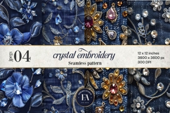 Navy Crystal Embroidery | Luxury Denim Fabric Texture Product Image 1
