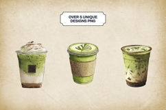 Tiramisu Matcha Latte Clipart 5 PNG Product Image 2