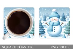 Cute Snowman Coaster Design. Christmas Coaster Sublimation Product Image 1