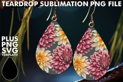 Vibrant Teardrop Earrings Art PNG, Flower Pattern Product Image 1