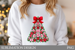 Floral Christmas Tree T-Shirt. Christmas Tree Sublimation Product Image 1