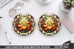 Pumpkin Car Coaster Sublimation| Halloween Coaster PNG Product Image 1