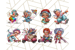 52 Wild Grandma Clipart PNGs, Funny Quirky Old Ladies Product Image 5