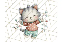 Christmas Pets in Pajamas Clipart PNG, Christmas Png Clipart Product Image 5